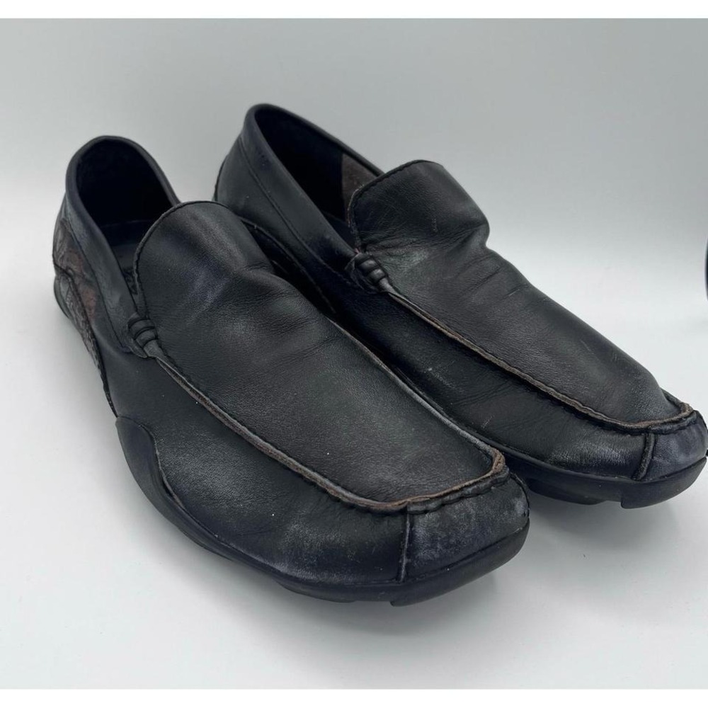 Skechers Men's Leather Loafers Dragon Embossed Slip On Black Size 12 Casual Shoe